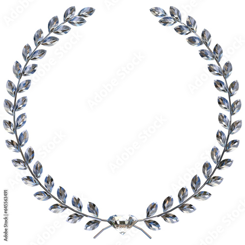 ダイヤモンドの月桂樹エンブレム　ブリリアントカット　ベクターイラストレーション