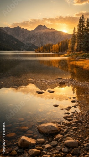 Golden Hour Reflections Background: Nature's Beauty Unveiled, Generative AI © Sohel