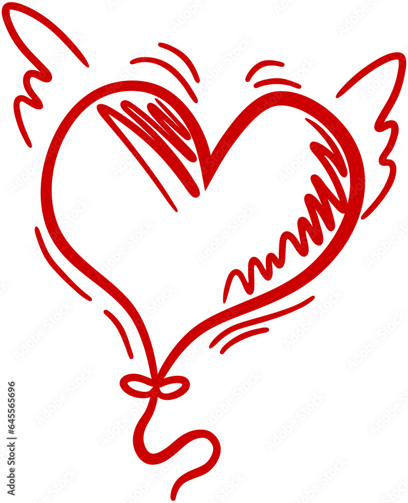 vector illustration collection red heart. Set vector red heart hand drawn for Valentine's Day