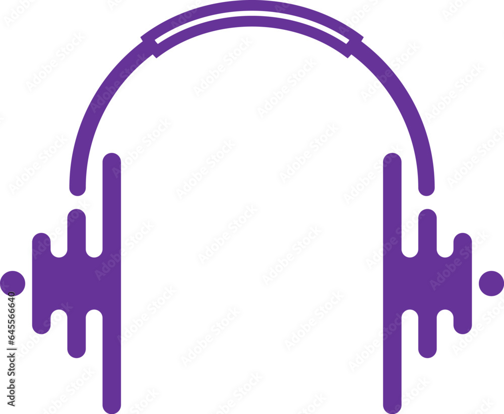 Simple headphone with sound wave Simple headphone with sound wave