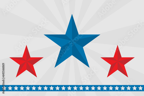 Digital png illustration of blue and red stars on grey and on transparent background