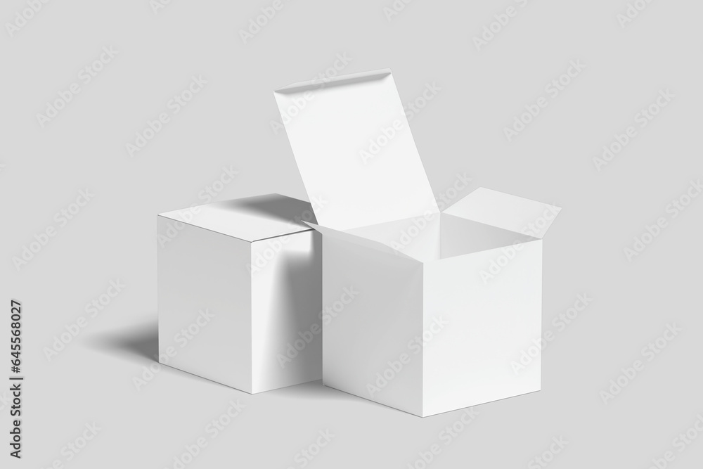 Realistic Square Box Packaging Illustration for Mockup. 3D Render. Realistic Square Box Packaging Illustration for Mockup. 3D Render.