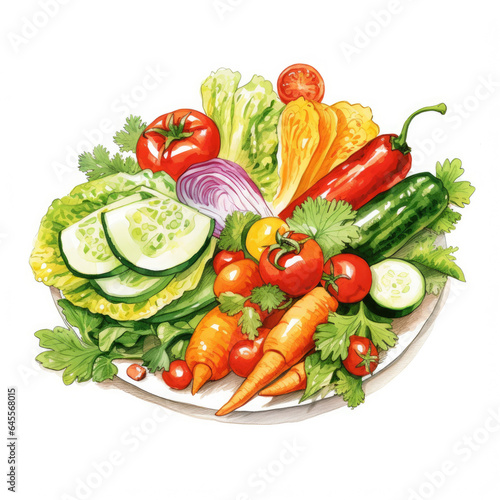illustration of Salad is food that very much vegetables are carrot broccoli brinjal cucumber tomatoes capsicums etc.