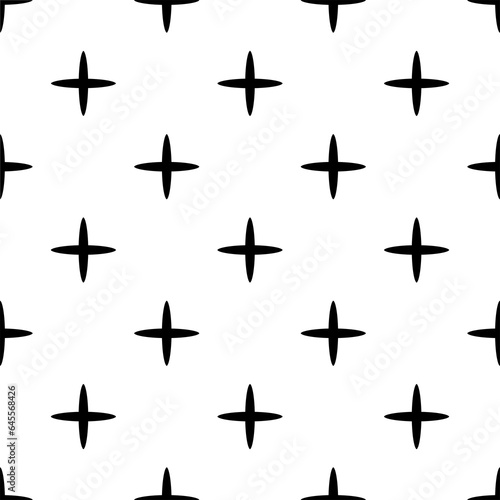 Seamless pattern with elegant rounded black crosses