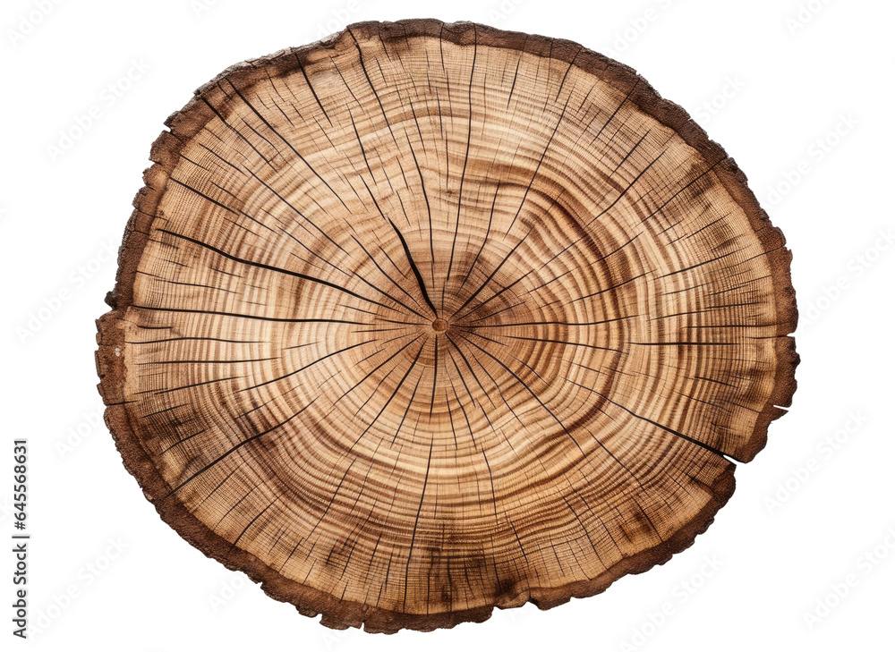 Cross section of a tree isolated on transparent background