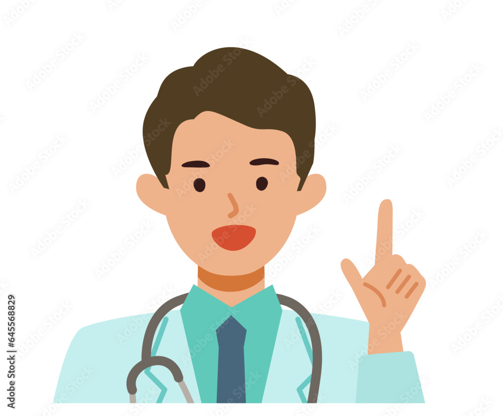 Doctor man wearing lab coats. Healthcare conceptMan cartoon character. People face profiles avatars and icons. Close up image of pointing man. Doctor man wearing lab coats. Healthcare conceptMan cartoon character. People face profiles avatars and icons. Close up image of pointing man.