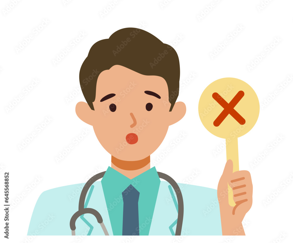 Doctor man wearing lab coats. Healthcare conceptMan cartoon character. People face profiles avatars and icons. Close up image of man having warning expression . Doctor man wearing lab coats. Healthcare conceptMan cartoon character. People face profiles avatars and icons. Close up image of man having warning expression .
