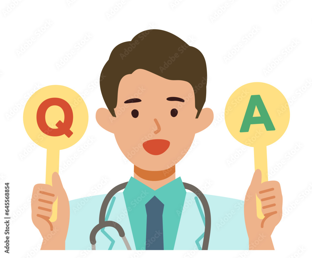 Doctor man wearing lab coats. Healthcare conceptMan cartoon character. People face profiles avatars and icons. Concept for QandA. Doctor man wearing lab coats. Healthcare conceptMan cartoon character. People face profiles avatars and icons. Concept for QandA.
