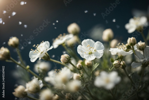 Gypsophila dry little white flowers light macro © @uniturehd