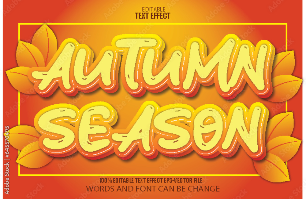 Autumn Season Editable Text Effect 3D Flat Gradient Style