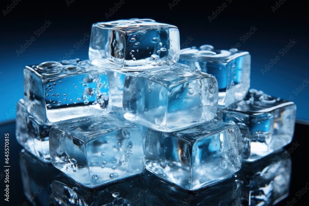 ice cubed isolated on a dark blue background ice cubed isolated on a dark blue background