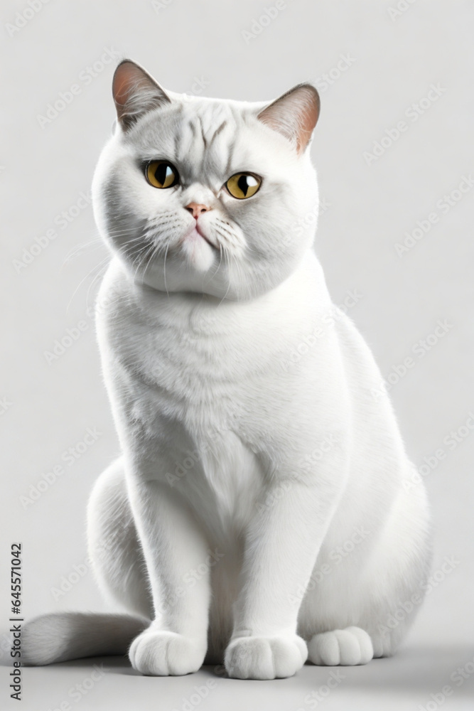 Portrait of a silver tabby british shorthair cat looking at the camera isolated on a white background Portrait of a silver tabby british shorthair cat looking at the camera isolated on a white background