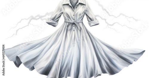 coat robe on a white background, in the style of delicate landscapes, spray painted realism, light gray and light blue, chinapunk, precise and lifelike, fawncore, realistic impression