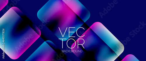 Dynamic bright colorful geometric elements with fluid gradients, lights, shadows blend in a minimal backdrop, creating captivating composition