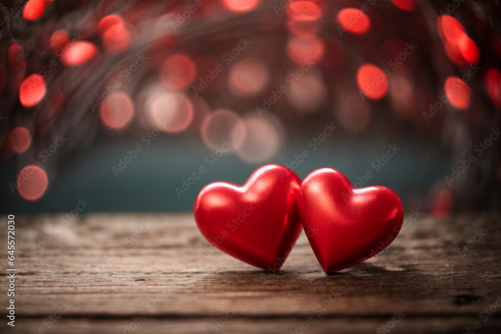 red heart on wooden background