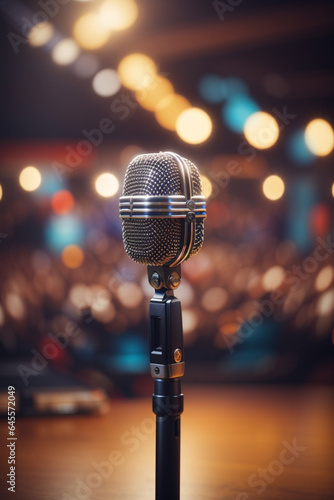 microphone on stage with lights