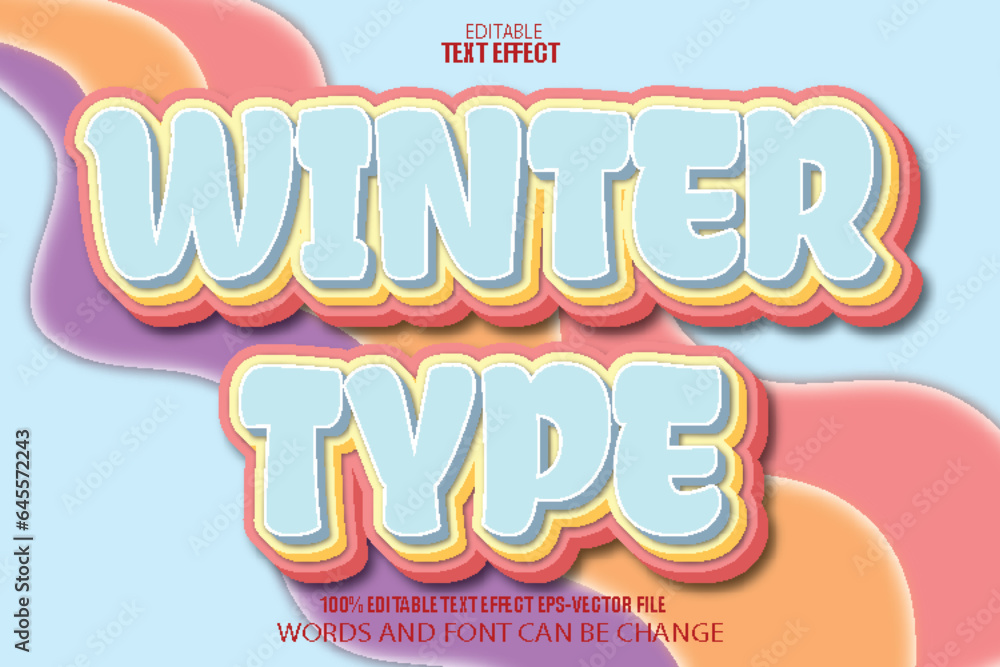 Winter Type Editable Text Effect 3D Cartoon Style
