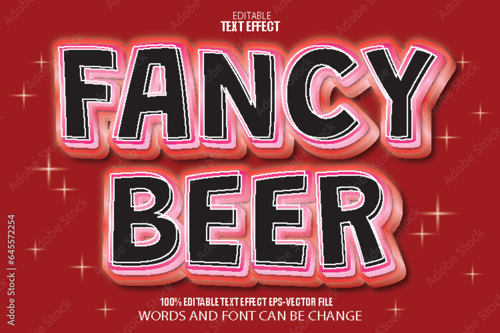 Fancy Beer Editable Text Effect 3D Flat Gradient Style