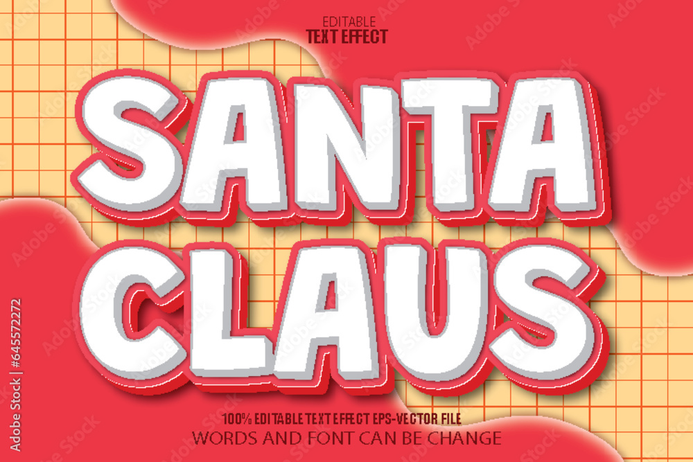 Santa Claus Editable Text Effect 3D Cartoon Style Santa Claus Editable Text Effect 3D Cartoon Style