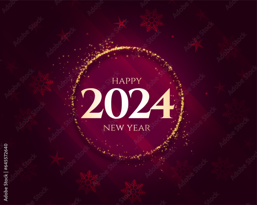 2024 new year snowflake background with golden sparkling effect
