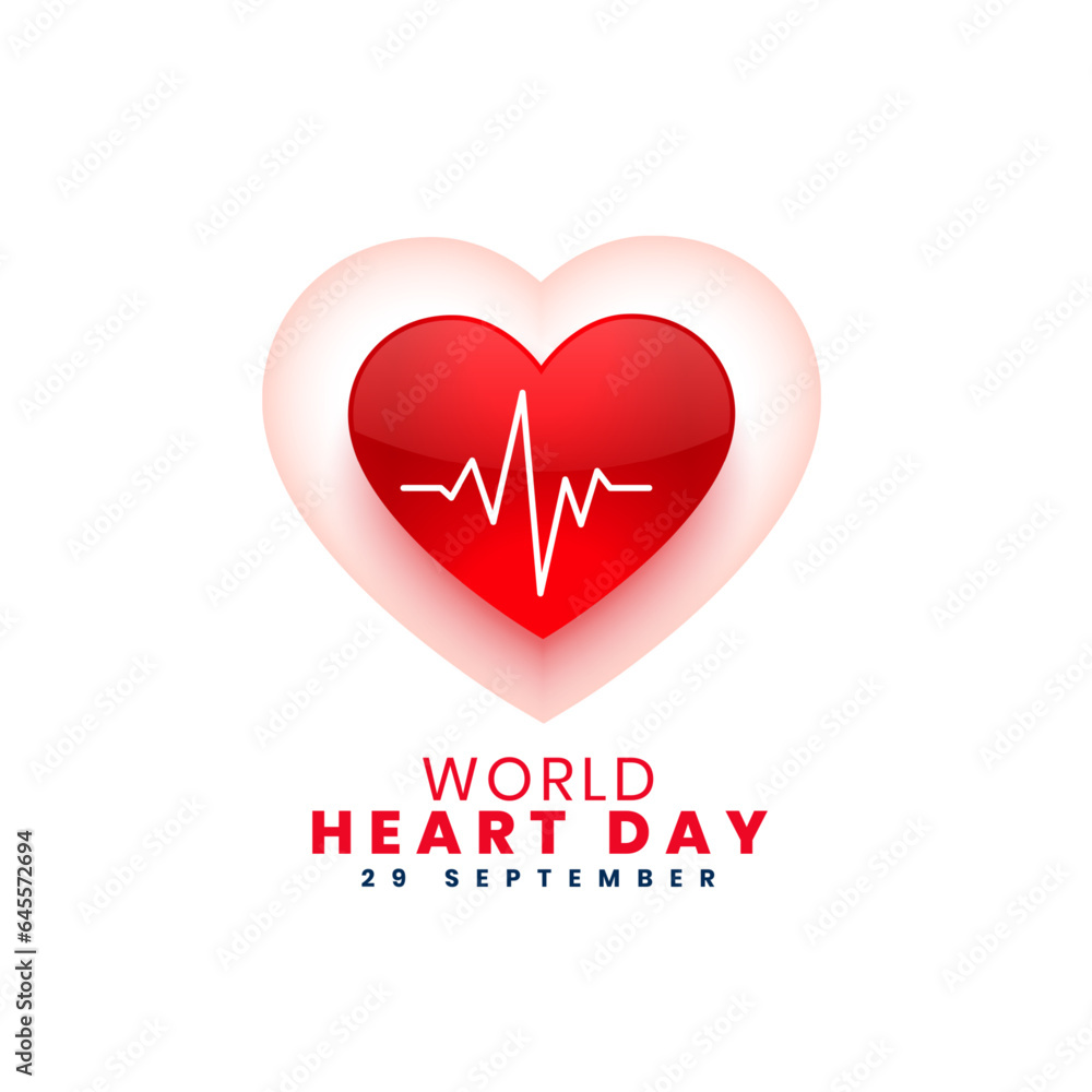 29th sept world heart day pulse background in papercut style