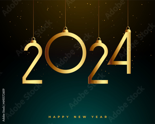 hanging style golden 2024 new year festive card design