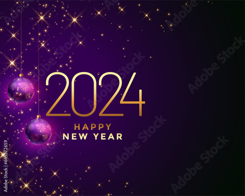 2024 new year eve shiny background with realistic xmas bauble