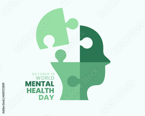 creative global mental health day poster with puzzle art human head