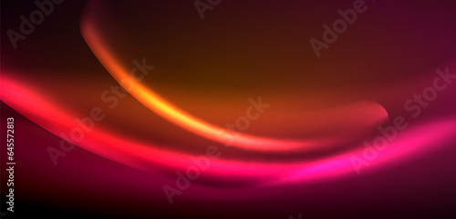 Dynamic waves in ethereal glow of neon lights. Concept merges fluidity of motion with vibrant allure of neon, crafting entrancing backdrop that embodies both vitality and futuristic sophistication