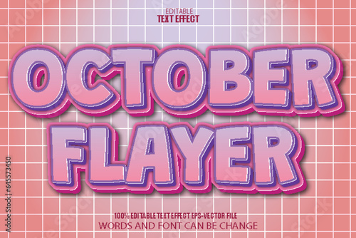 October Flayer Editable Text Effect 3D Cartoon Style
