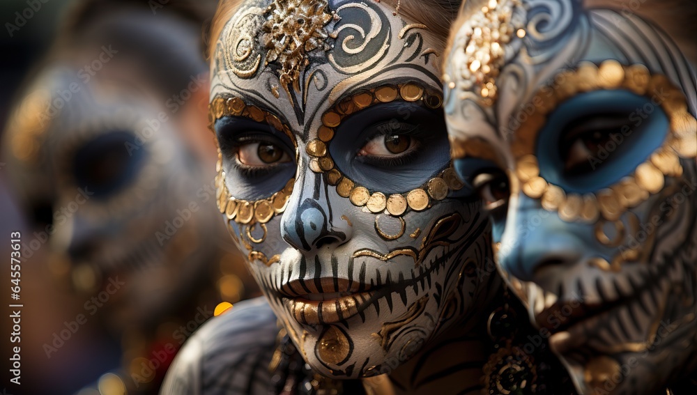 Sugar skull mask. Day of the Dead celebration.