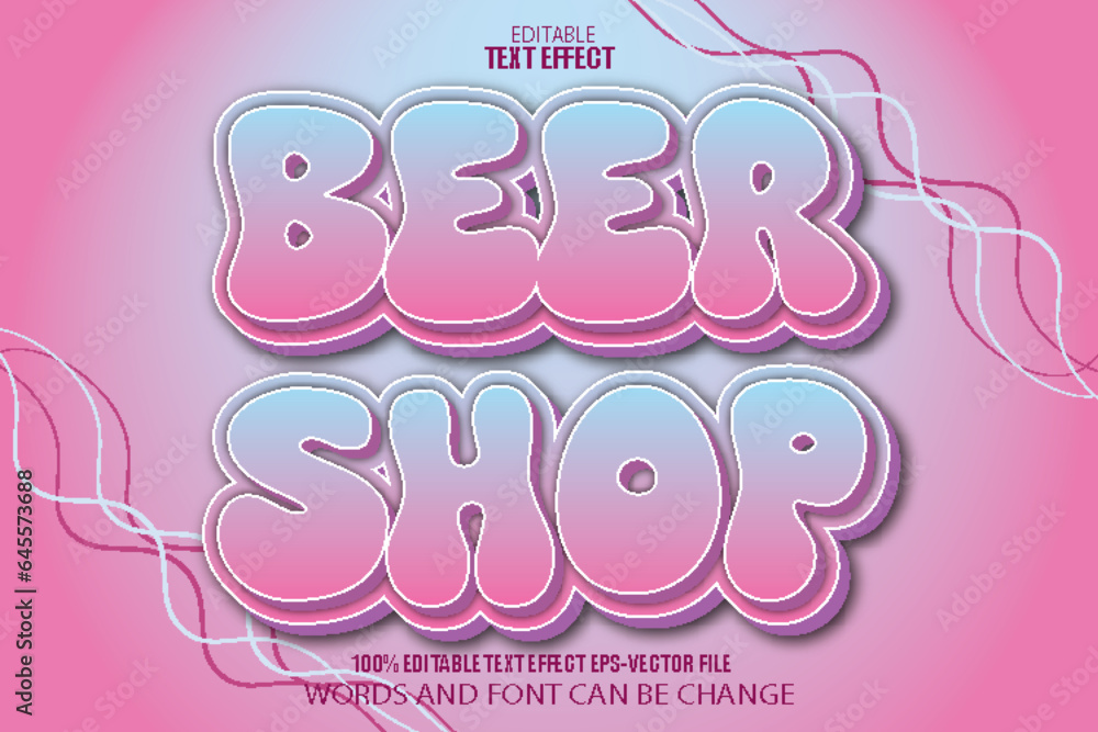 Beer Shop Editable Text Effect 3D Cartoon Style Beer Shop Editable Text Effect 3D Cartoon Style