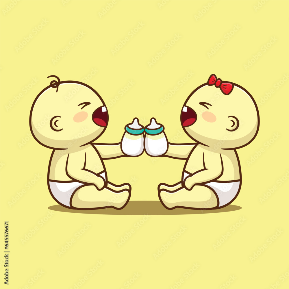 baby cheers with milk cartoon vector illustration baby cheers with milk cartoon vector illustration