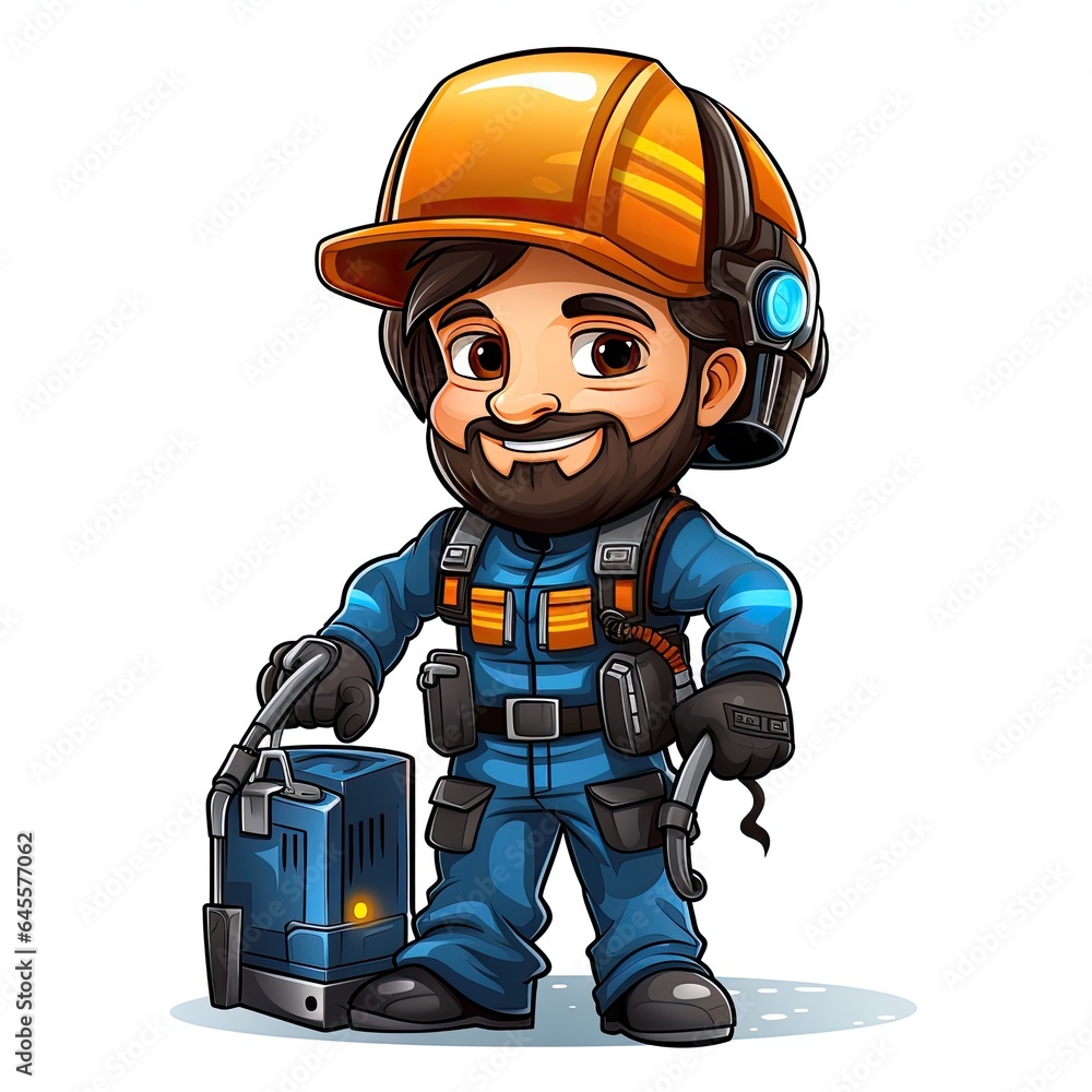 Fototapeta premium Cute welder Character Cartoon isolated on a white background