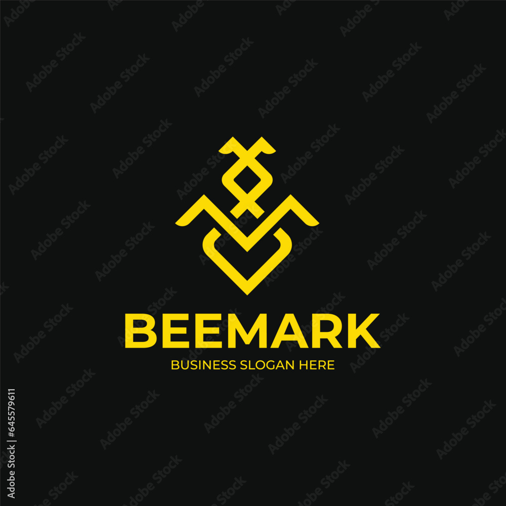 Obraz premium M latter bee logo and icon
