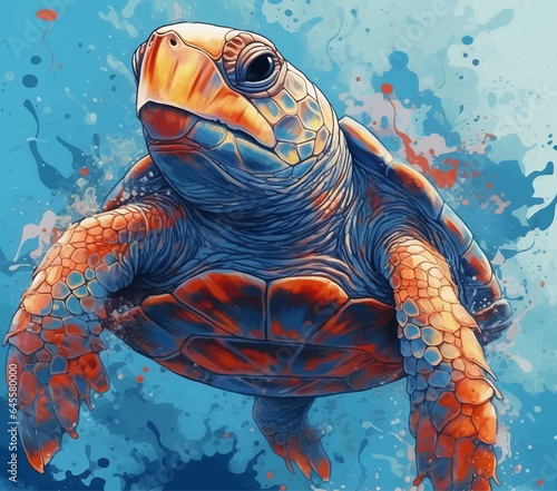 Green Blue Sea Turtle