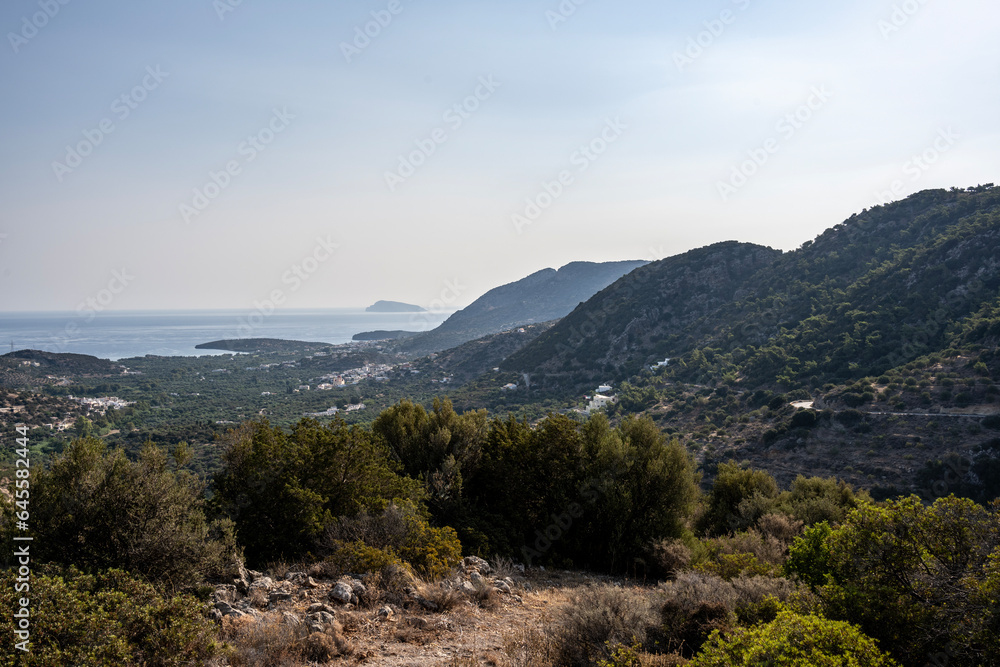 panoramic view of the sea bay of the island of Crete on a summer day panoramic view of the sea bay of the island of Crete on a summer day