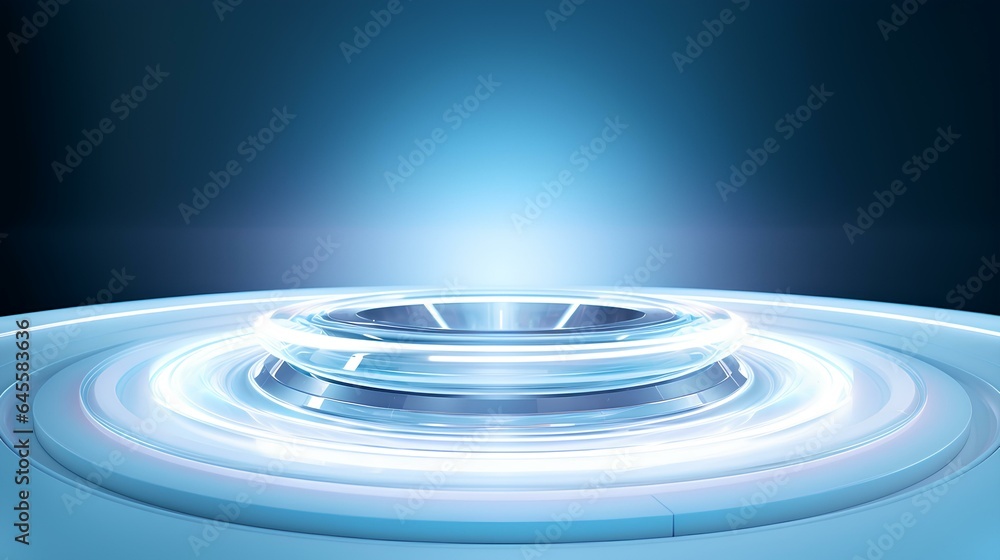 Universal abstract futuristic white blue background with built-in lighting for product presentation. generative AI Universal abstract futuristic white blue background with built-in lighting for product presentation. generative AI
