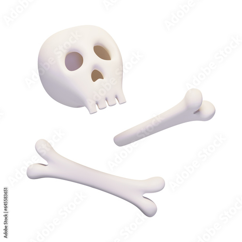 3D Halloween Skull and Bones