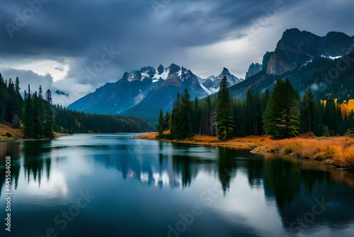 lake in the mountains Genenrated Ai © Sadaf
