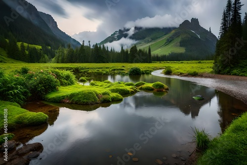 lake and mountains Genenrated Ai © Sadaf