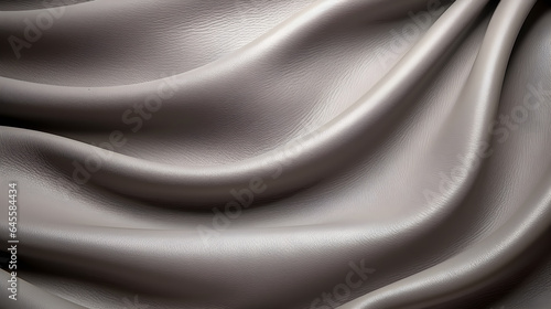Empty gray leather wavy background with close-up copy space.