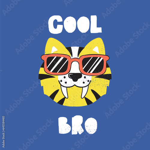 cool tiger head drawing as vector for kids fashion