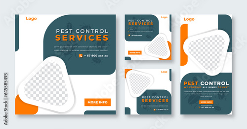 Pest Control Services Social Media Post for Online Marketing Promotion Banner, Story and Web Internet Ads Flyer