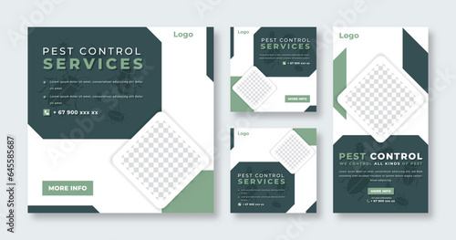 Pest Control Services Social Media Post for Online Marketing Promotion Banner, Story and Web Internet Ads Flyer