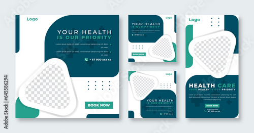 Health Care and Medical Social Media Post for Online Marketing Promotion Banner, Story and Web Internet Ads Flyer