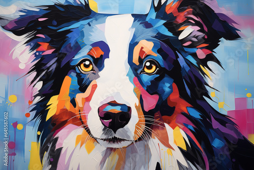 Fotografija Image of painting border collie dog head