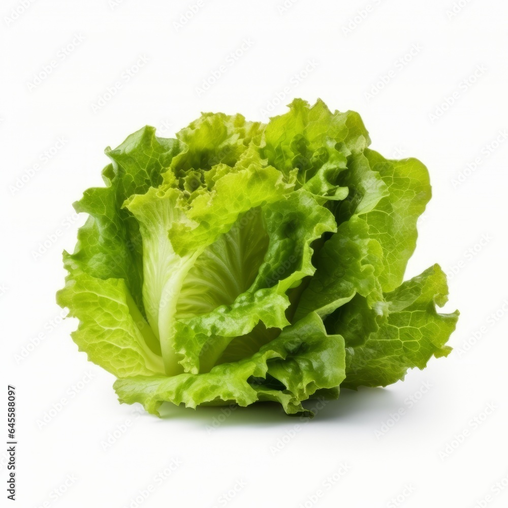 green lettuce isolated on white background. Generative AI green lettuce isolated on white background. Generative AI
