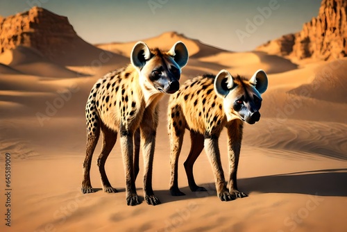 couple of hyena in the desert