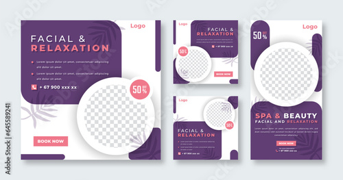 Spa and Massage Social Media Post for Online Marketing Promotion Banner, Story and Web Internet Ads Flyer